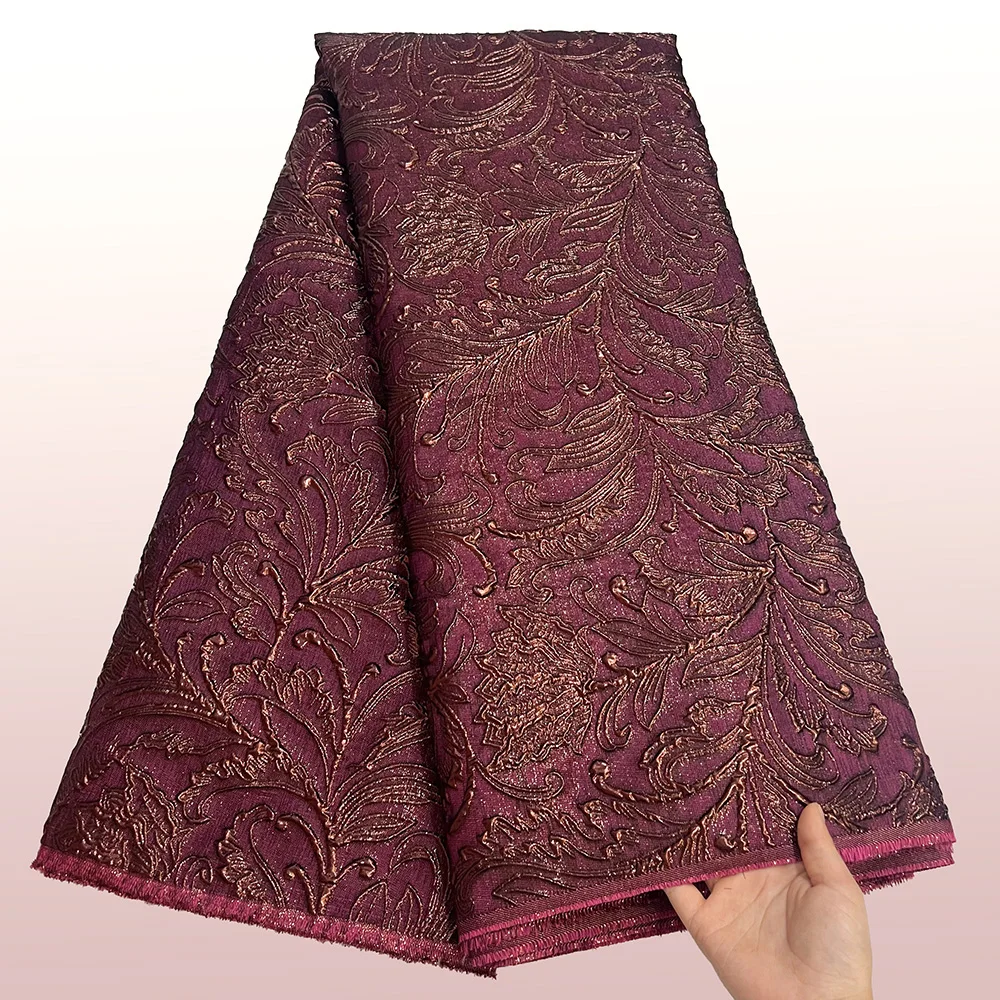 LACE Brocade Jacquard Lace Fabrics 5Yards 2024 High Quality French Gilded Lace For Women Wedding Party Dresses
