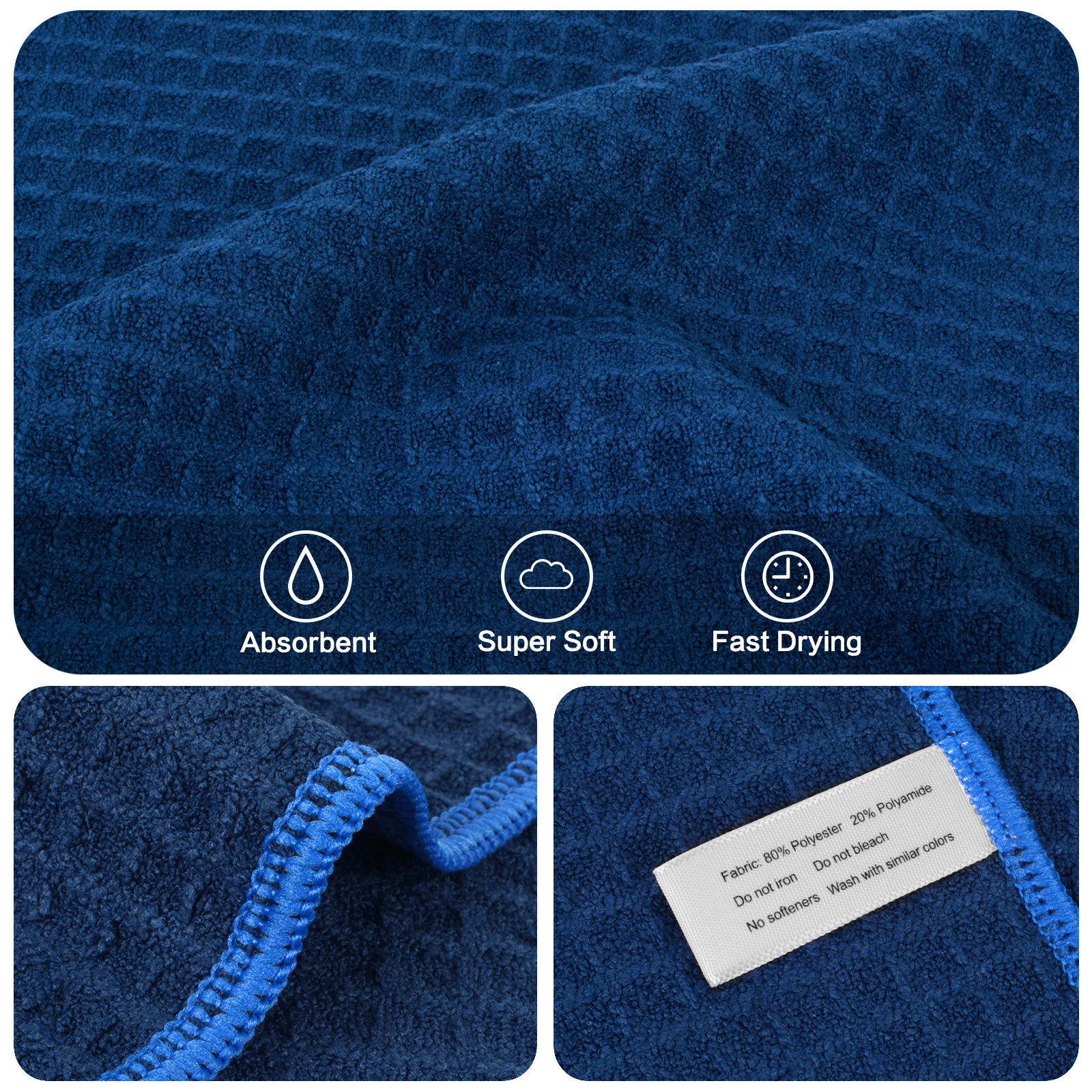 380gsm Thick Microfiber Waffle Weave Dish Drying Cloth Household Kitchen Glass Cleaning Cloth Tea Towels Set 13\