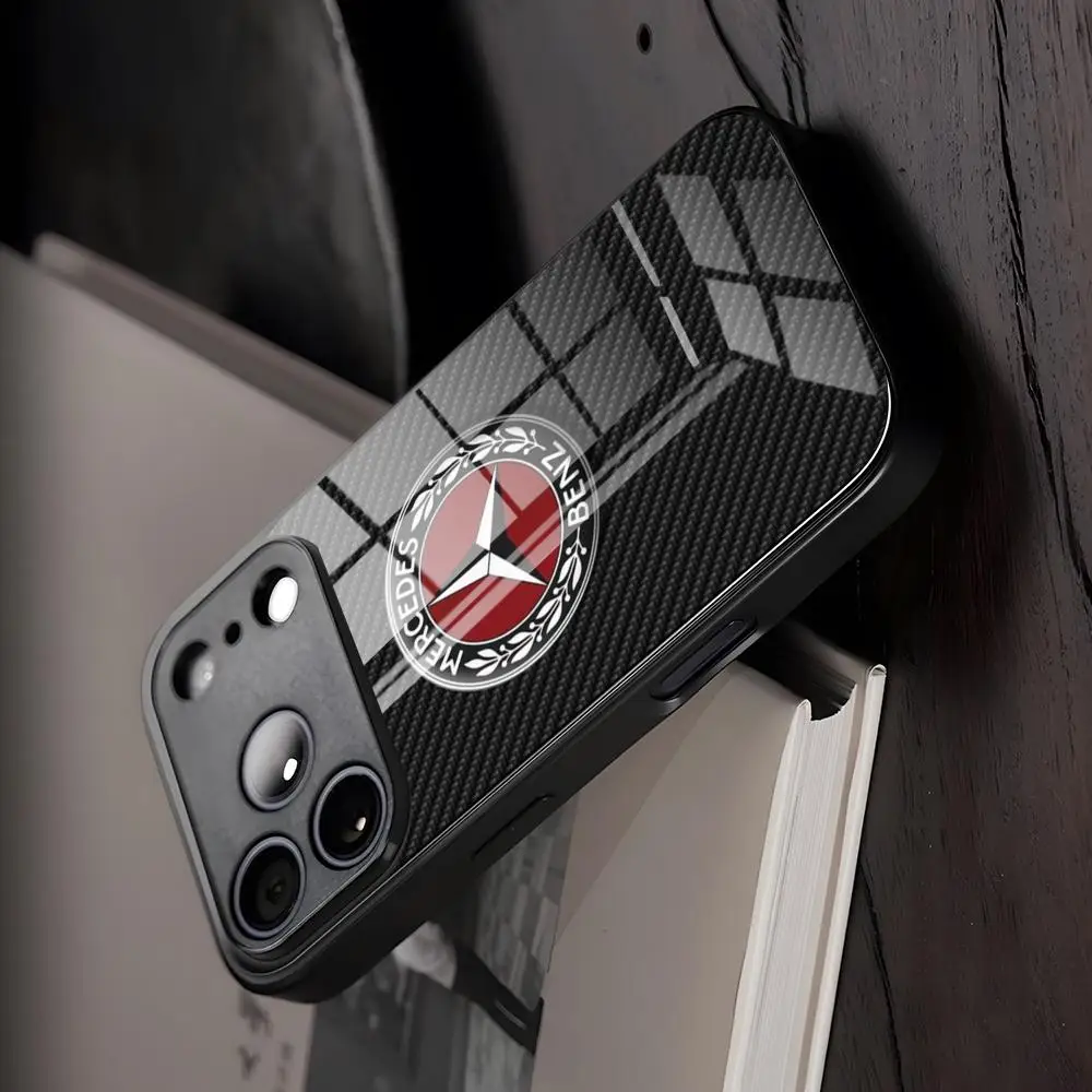 Etui na telefon M-MercedeS- z szkła, pasujące do 58-68, do IPhone17 Air 16 15 17 14 Pro Max 13 12 11 X XS XR Plus, do Samsung S 26 24 — zdjęcie produktu 2