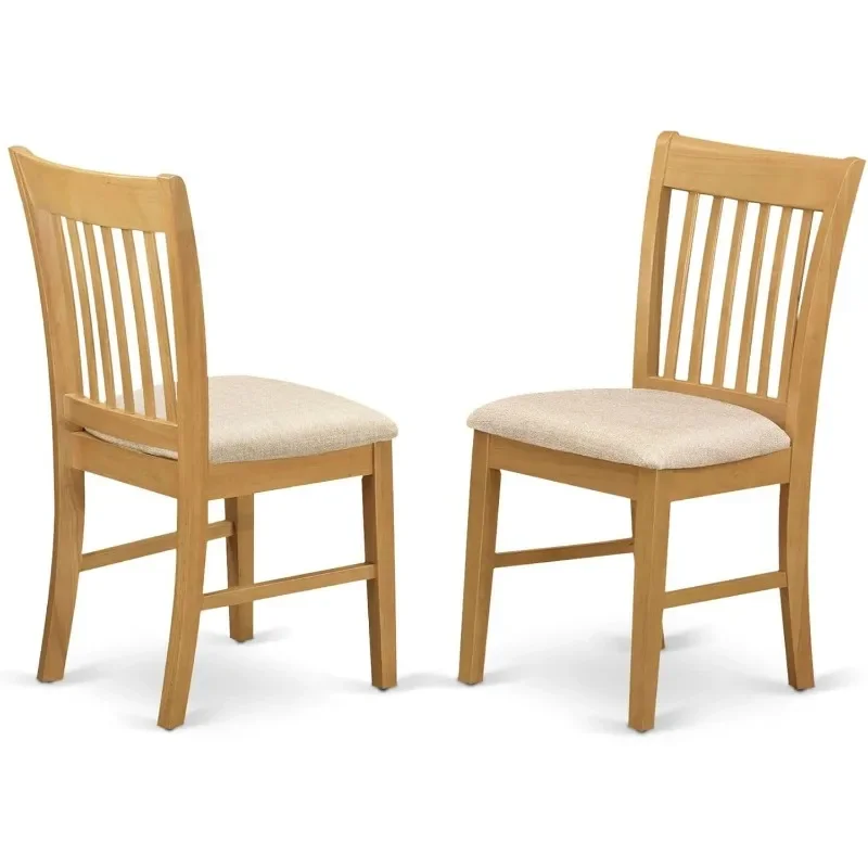 Norfolk Dining Slat Back Wood Seat Kitchen Chairs, Set of 2, Black