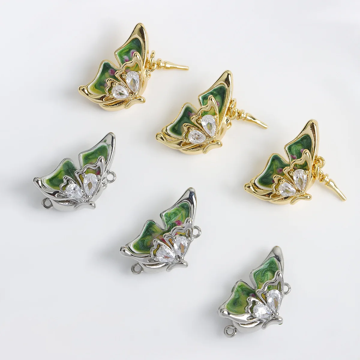 1 Zircon Dripping Oil Three-dimensional Butterfly Ingot Buckle Pearl Necklace Bracelet Connecting Buckle DIY Jewelry Accessories