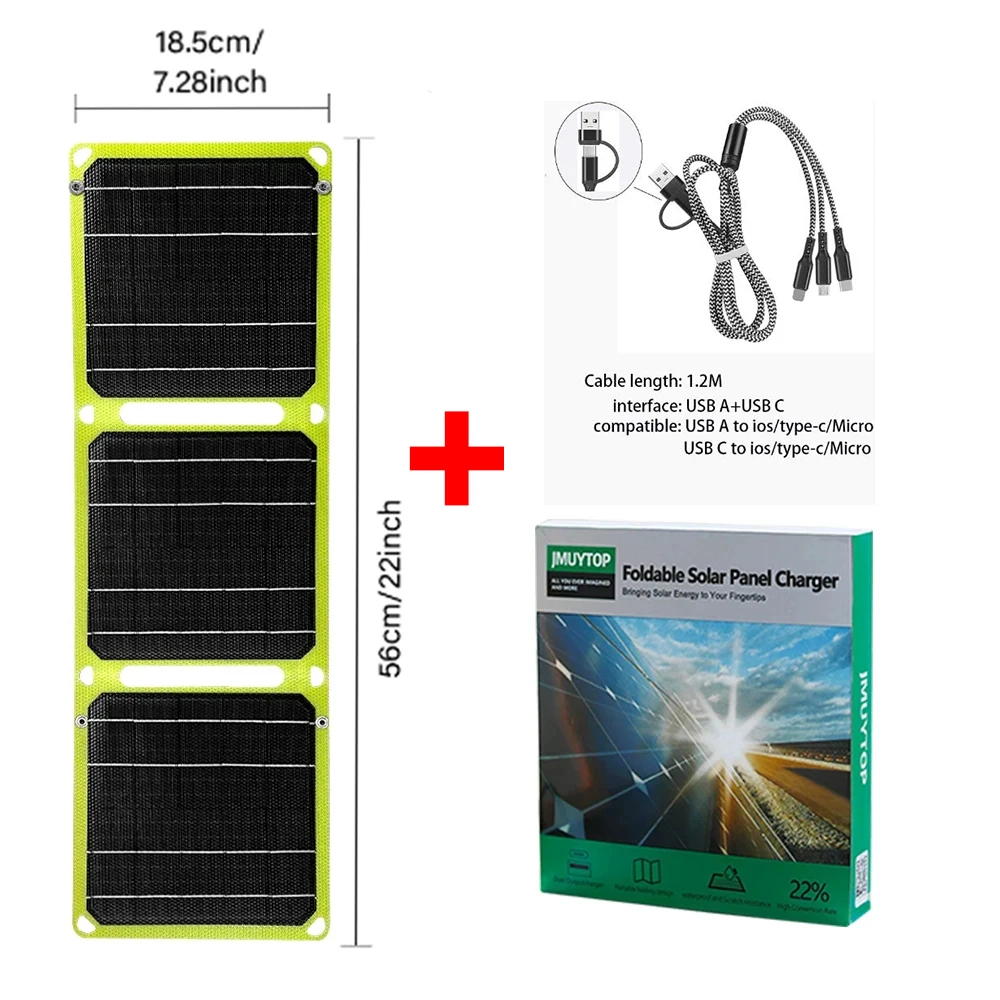 Portable 5v solar panels 21W ETFE Solar charger with PD 15W solar cell USB A C Foldable photovoltaic panel Gift box style