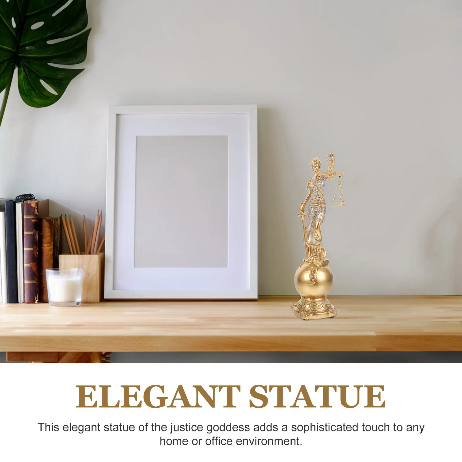 Goddess of Justice Statue Resin Crafted Detailed Scales Symbolizing Fairness for Office Library Shelf Decor Classical Roman