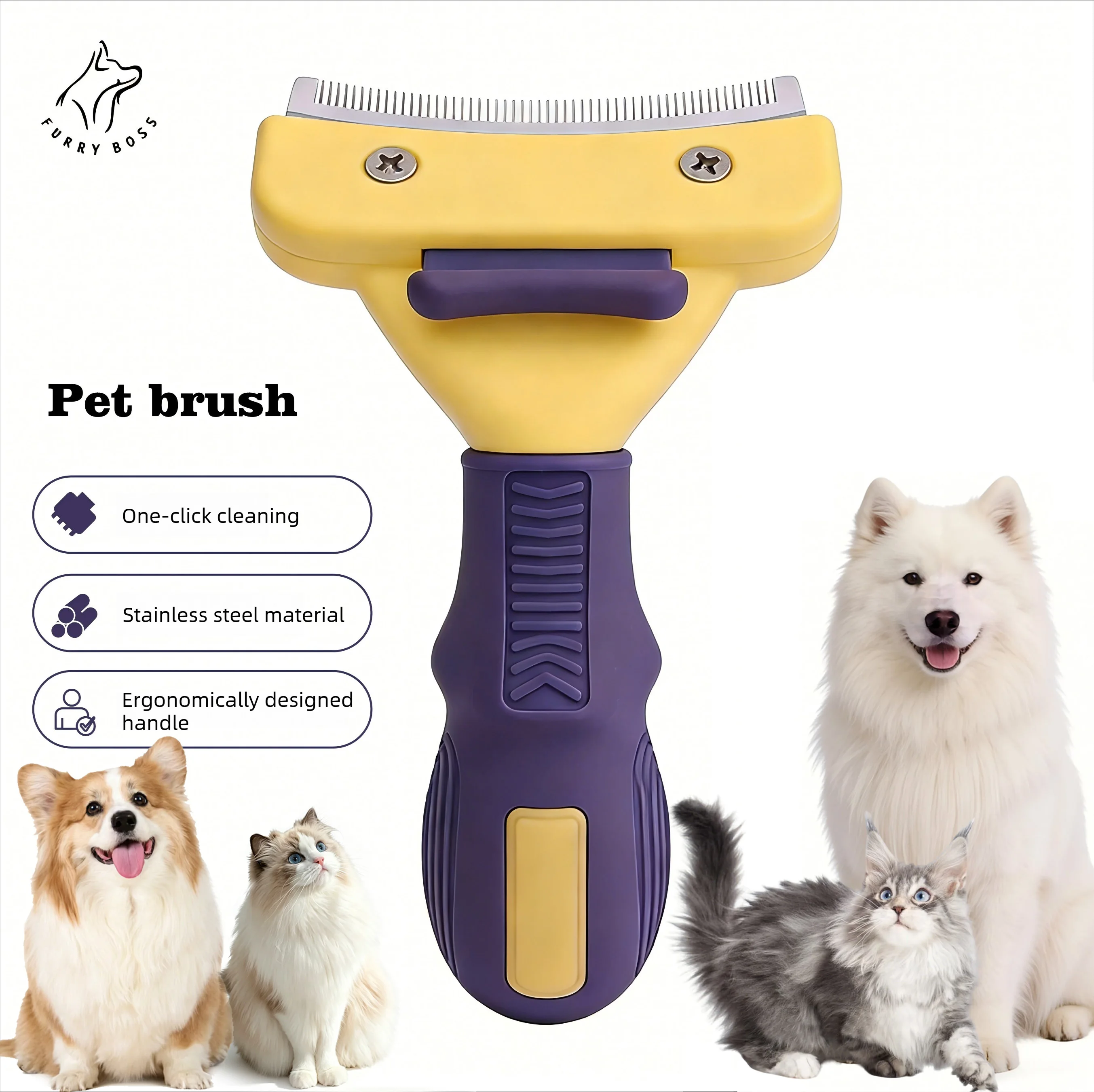Cepillo para mascotas, herramienta de aseo para mascotas, peine para eliminar el pelo, cepillo para eliminar el pelo de perros Teddy y Golden Retriever, suministros de limpieza para mascotas, cepillo para perros