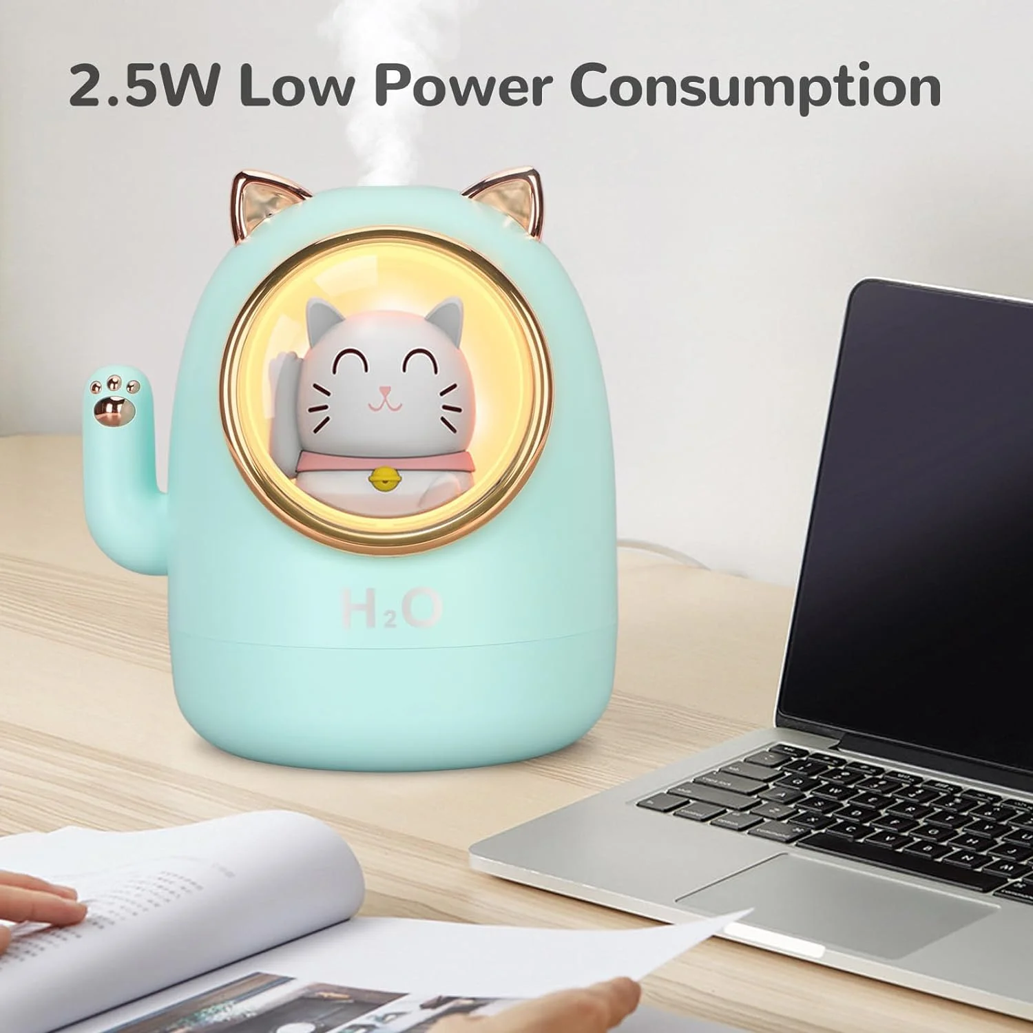 humidifier, with LED Nightlights, Cute Animal Decor Warm Light for Bedroom Office, 400ML Desk , Quiet , 2 Mist Modes, for Room