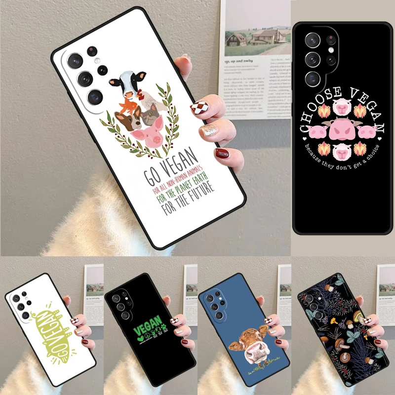 Cover For Samsung Galaxy S24 Ultra S21 S22 S8 S9 S10E Note 10 20 Plus FE S23 Vegan Vegetarian Quote Phone case Coque