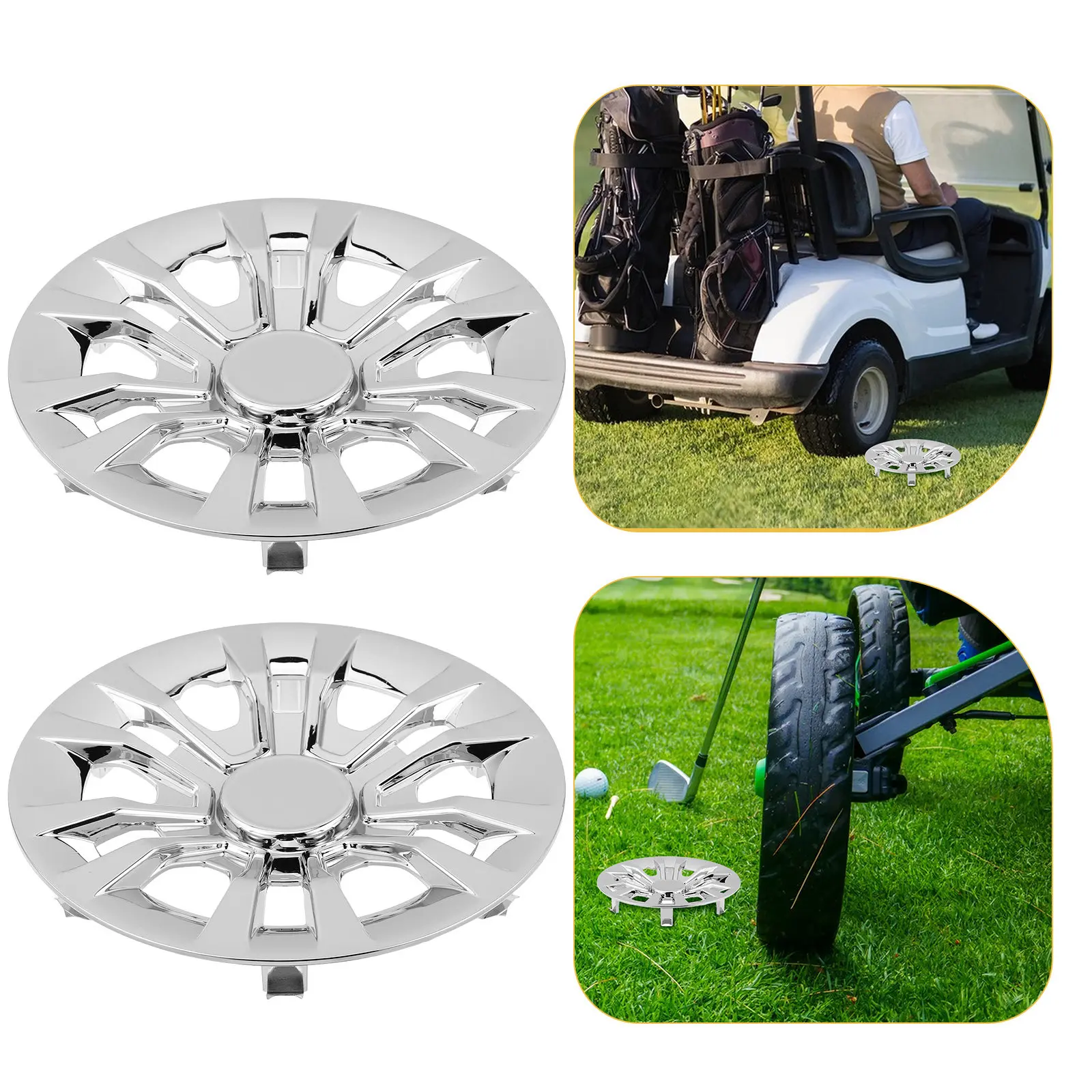 

2 Pcs Golf Cart Exterior Wheel Cap Rim Center Hubcap Cover Caps Silver Golfcart