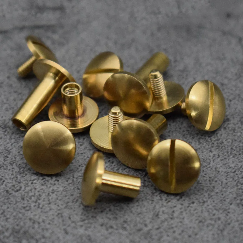 10*4-20mm Double Arc Wallet Bag Chicago Screw Brass Belt Rivet Handmade Fastener Hardware Leather Craft Key Case Garment Part