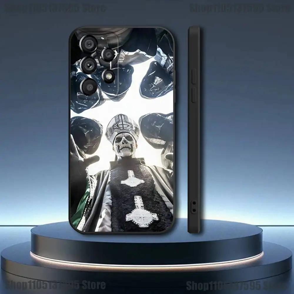 삼성 갤럭시 A73,31,32,72,41,53,52,71,22,5G,노트,J7,8,9 소프트 블랙 커버용 G-Ghost 헤비 M-메탈 밴드 폰 케이스