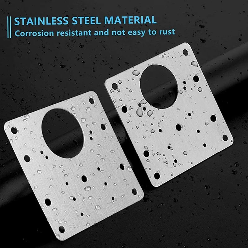 Placa de reparación de bisagras de gabinete, herramienta de montaje de reparación de bisagras de puerta de gabinete, placa montada de muebles de acero inoxidable resistente, 8 Uds.