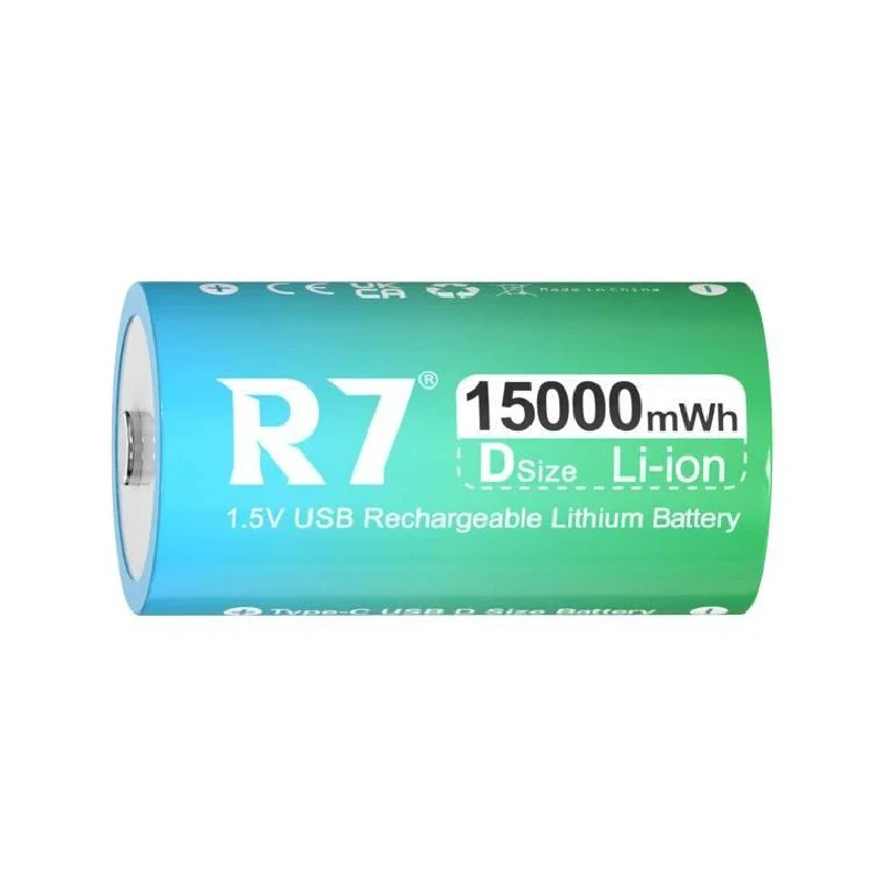 1.5V D Type Li-ion Battery Rechargeable 15000mAh High Capacity for Gas Stove Water Heater with USB Cable & Storage Box