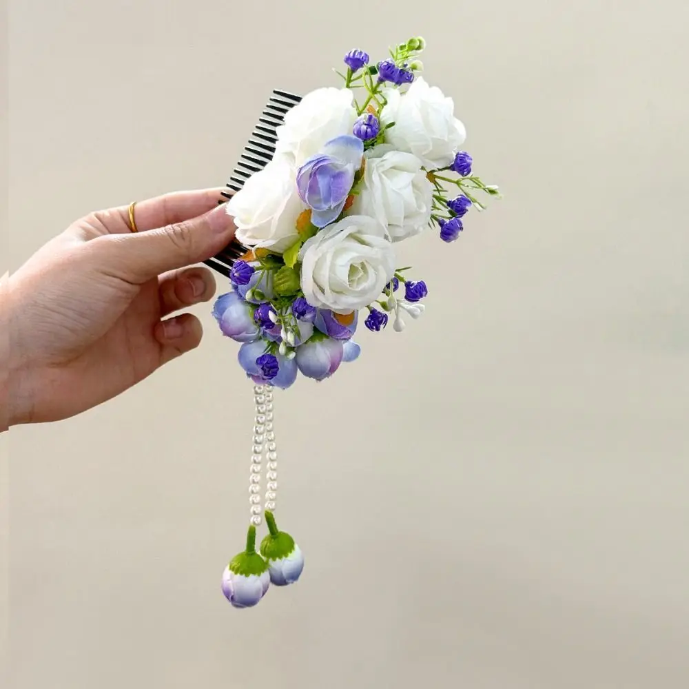 خمر زهرة حلوة مشط الشعر اللؤلؤ شرابة تايلاند زهرة دبوس الشعر العرقية نمط الجانب كليب التايلاندية إكسسوارات الشعر الإناث