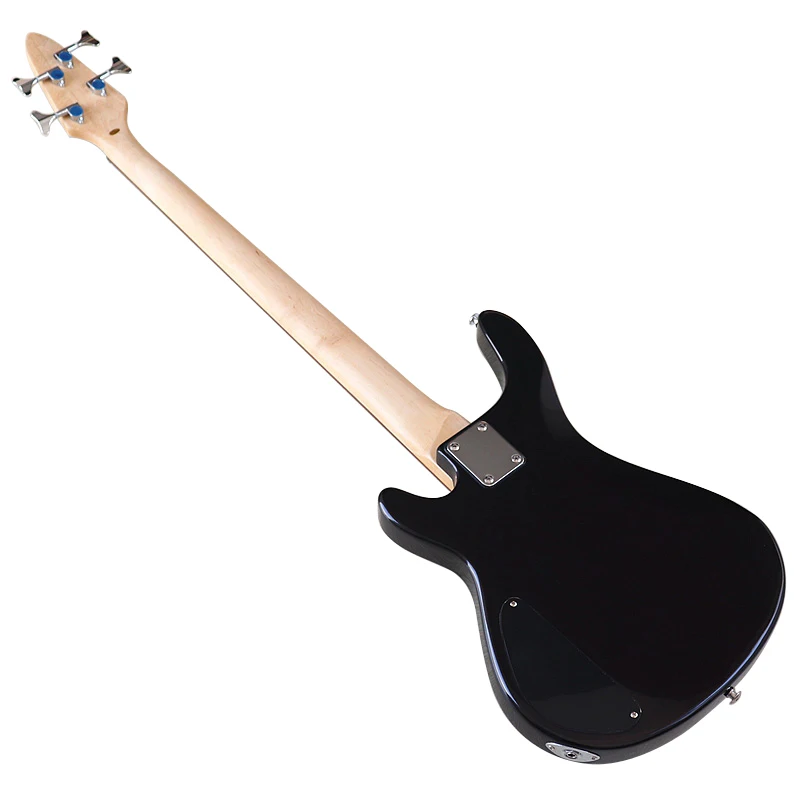 Flame Maple Top Electric Bass Guitar 4 String High Glossy 43 Inch Solid Basswood Body Black Guitar Maple Neck With Bag