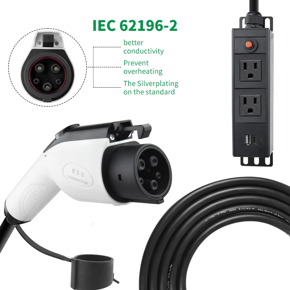 EVMBO New Energy Vehicles Discharger Cable 3/5M Type1 SAE J1772 3.5KW 15A 250V to JPN Socket for Electric Car Side V2L For BYD
