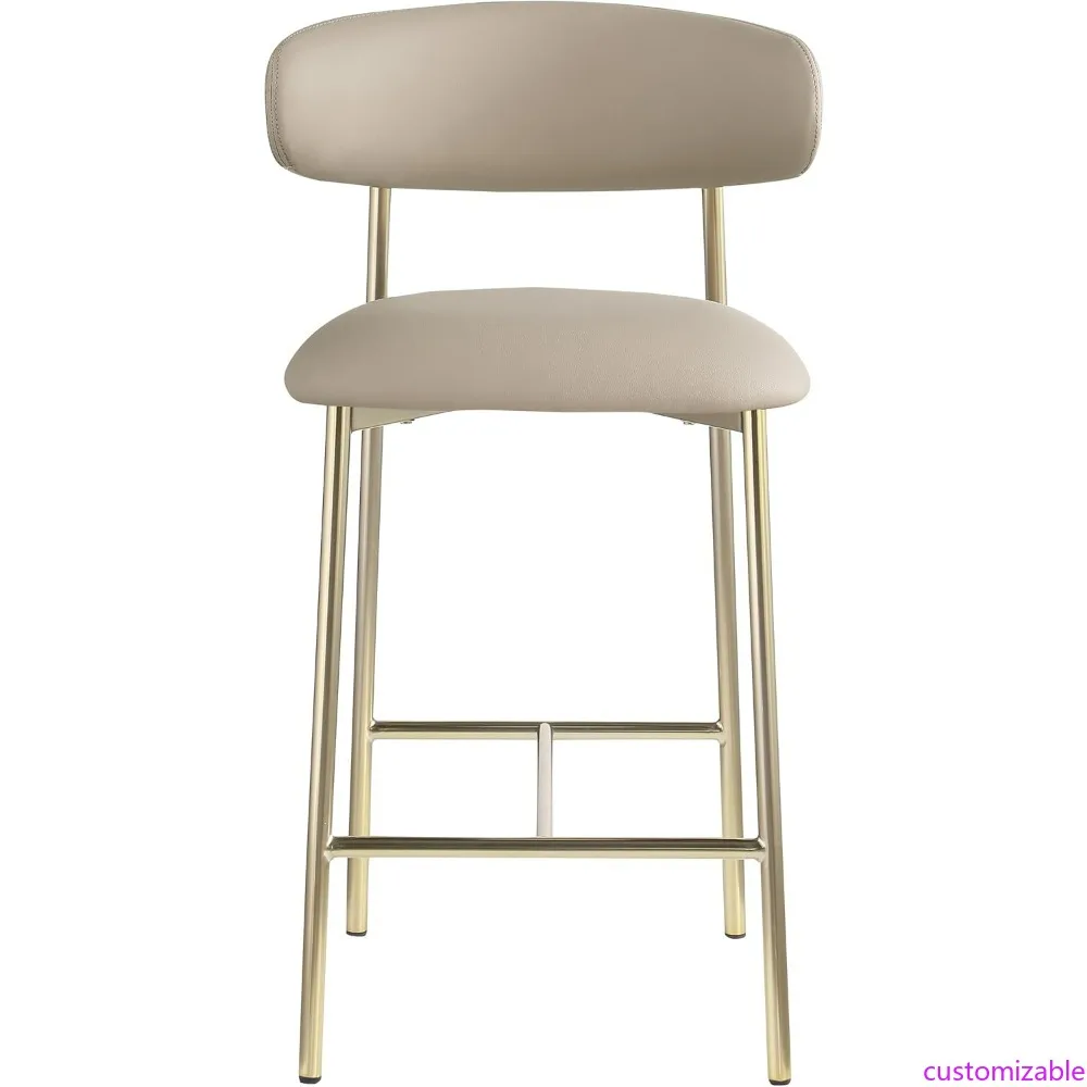 Modern Lupita Collection Counter Stool in Soft Taupe Vegan Leather with
