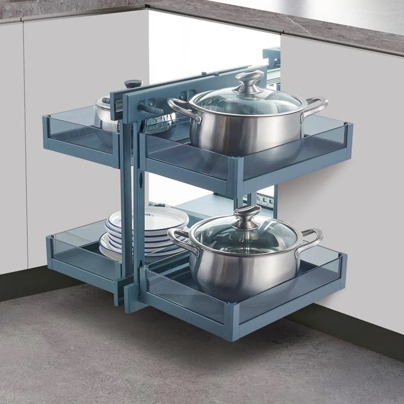 Cabinet corner pull basket kitchen full pull out little monster double drawer storage rack