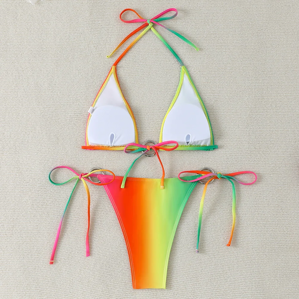 New Sexy Push Up Bikini Set Separate Two Piece Beach Swimwear Halter Tie Size Swimsuit for Big Bust Summer Trendy Swim Suit