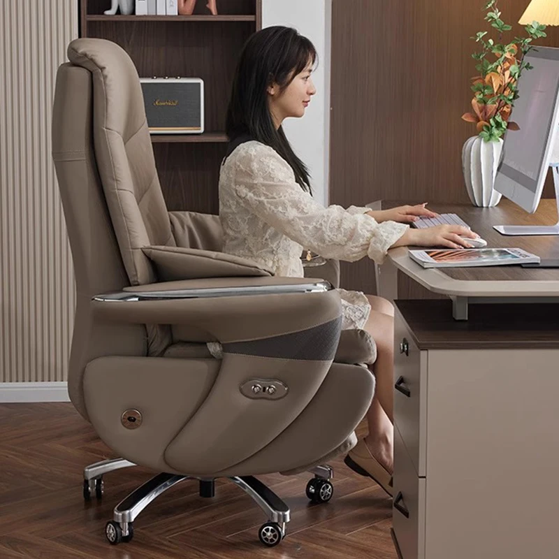 Conferência estudo cadeira de escritório couro designer reclinável cadeira de escritório móvel luxo nordic encosto taburete móveis na moda