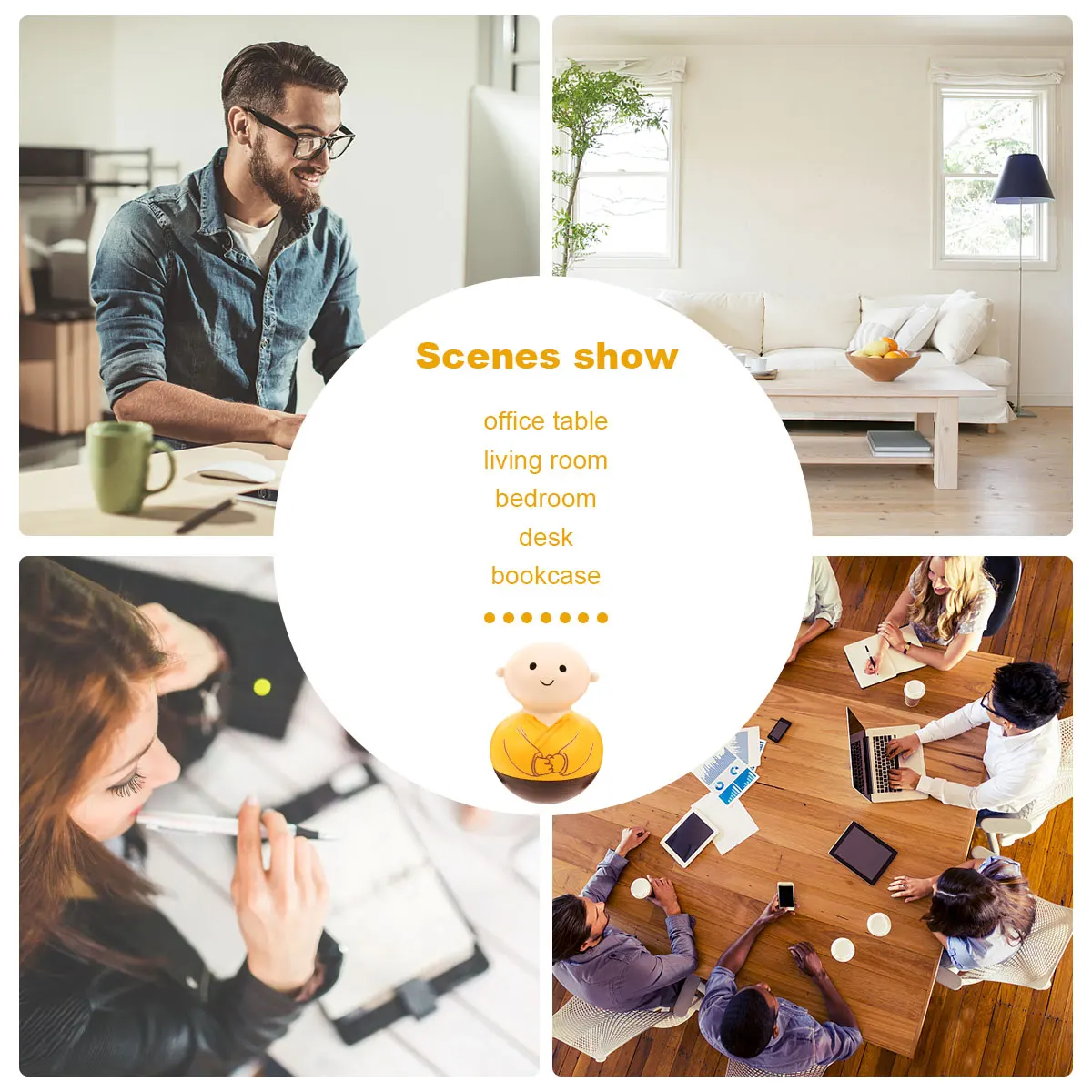 

1Pcs Wooden Tumbler Monk Ecofriendly Material Safe Creative Table Decoration Home Gift Yellow Eye Open Wooden Crafts