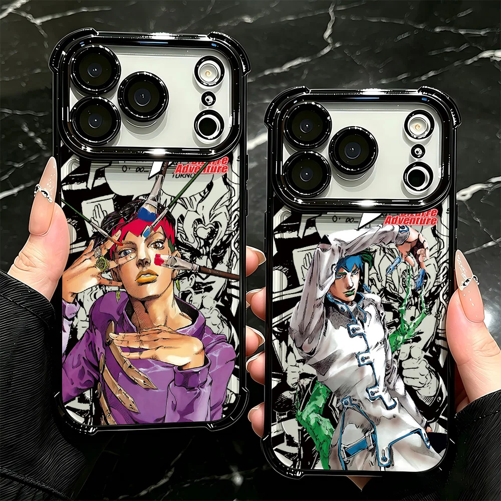 Чехол для телефона с покрытием для iPhone 17, 17e, 16e, 16, 15, 14, 13, 12, 11 Pro Max, Mini, Plus, противоударный, с воздушной подушкой, крутой дизайн J-Jojo Bizarre Adventures