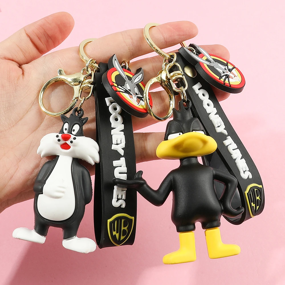 For Anime Cute Bugs rabbit Keychain Cartoon Personality Epoxy Bag Pendant Key Chain Small Gift creative keyring