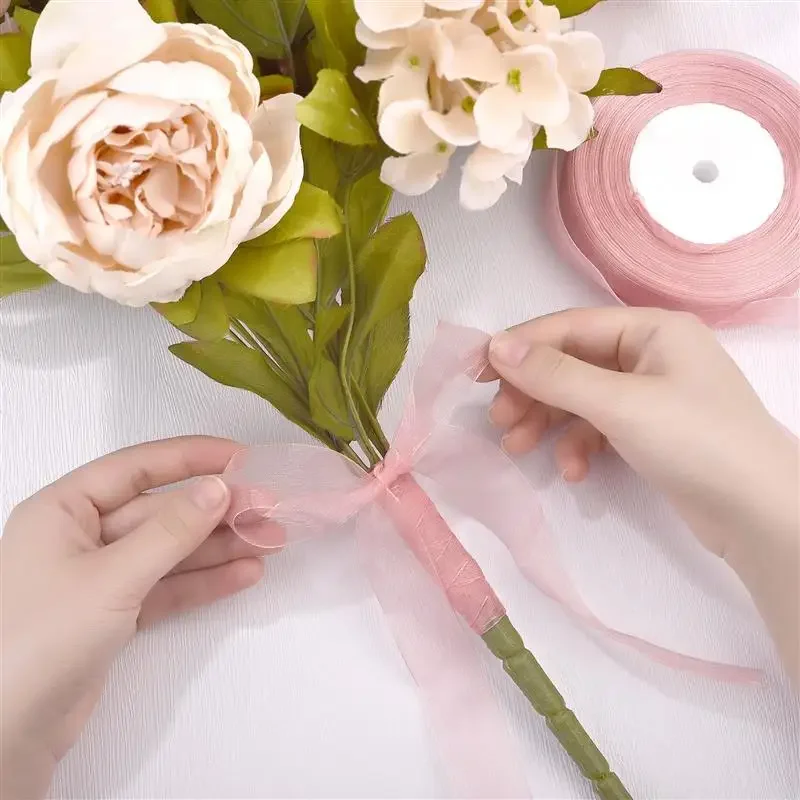 50 Yards Spitze Gaze Chiffon Band 2,5 CM Hochzeit Einladung Blumensträuße Kranz Verpackung DIY Handgemachte Riemen Spitze Stoff