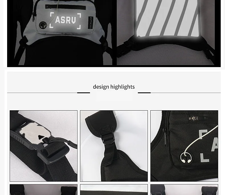Taktische Brusttasche für Herren, Outdoor-Gym-Weste, reflektierende Sicherheitstasche, wasserdichte Brusttasche, multifunktionale Herren-Handytasche, lässige Sporttasche – Detail 5