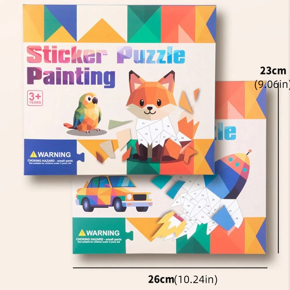 Paper 3D Geometric Sticker Books Handmade Montessori DIY Paste Material Kit Cartoon Educational Toys Animals Sticker Book Kids