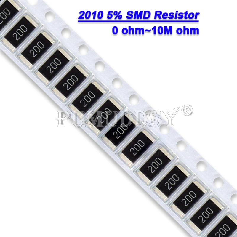 50PCS 2010 3/4W SMD Chip Resistor Resistors 5% 0R - 10M 0 10 100 220 470 Ohm 0R 10R 100R 220R 470R 1K 2.2K 4.7K 10K 100K 1M 10M