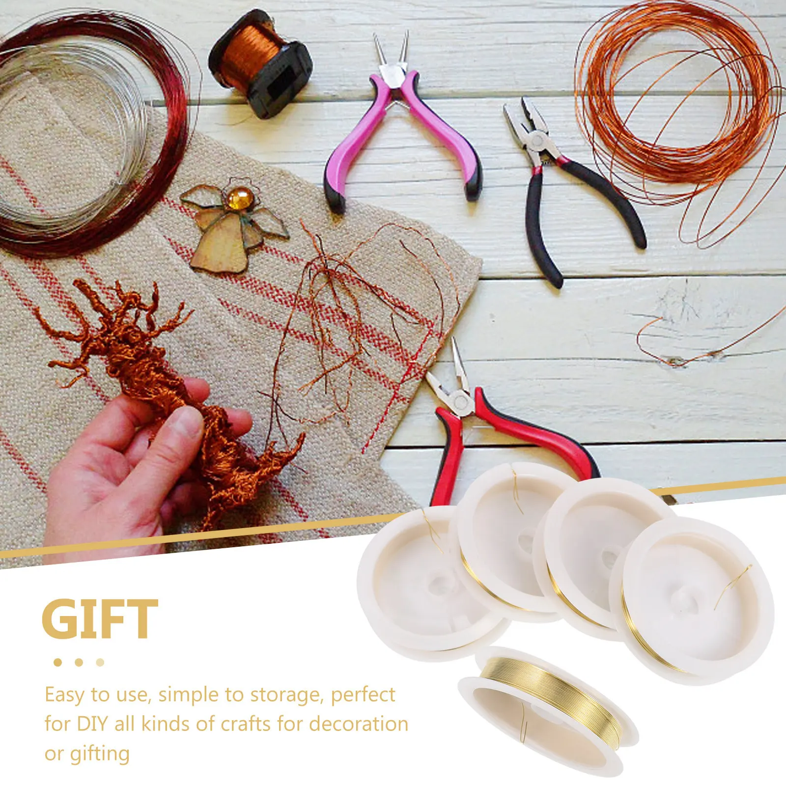 

DIY Craft Copper Wires 5 Rolls Jewelry Making Braiding Beading Durable Flexible Safe for Earrings Necklaces Stainless Steel Wire