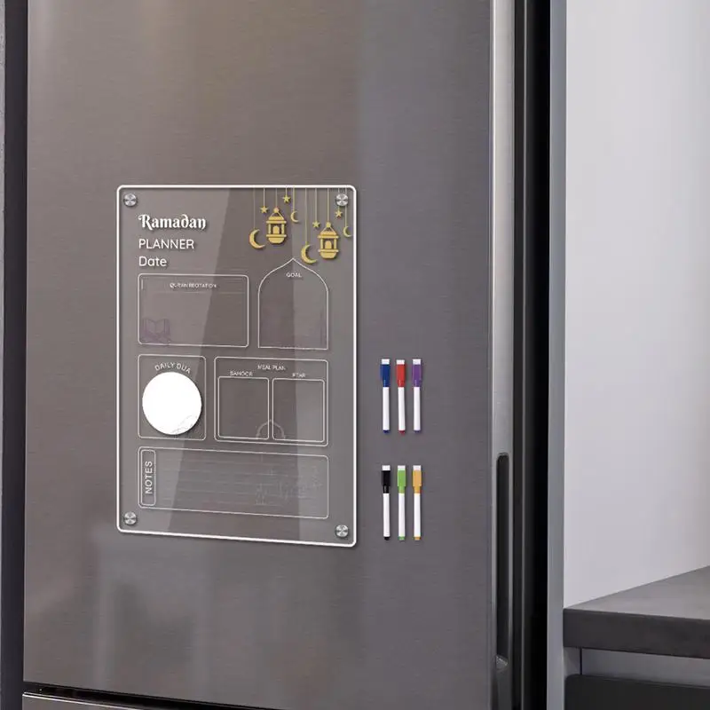 Planejador Semanal Claro para Geladeira, Geladeira Acrílica Magnética, Placa de Apagar Seco, Ímã Forte, Geladeira para Diário