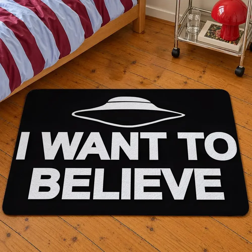 Movie The X-Files: I Want to Believe FBI Floor Mat Soft Flannel Entrance Doormat Non-Slip Washable Rug For Bedroom Home Decor