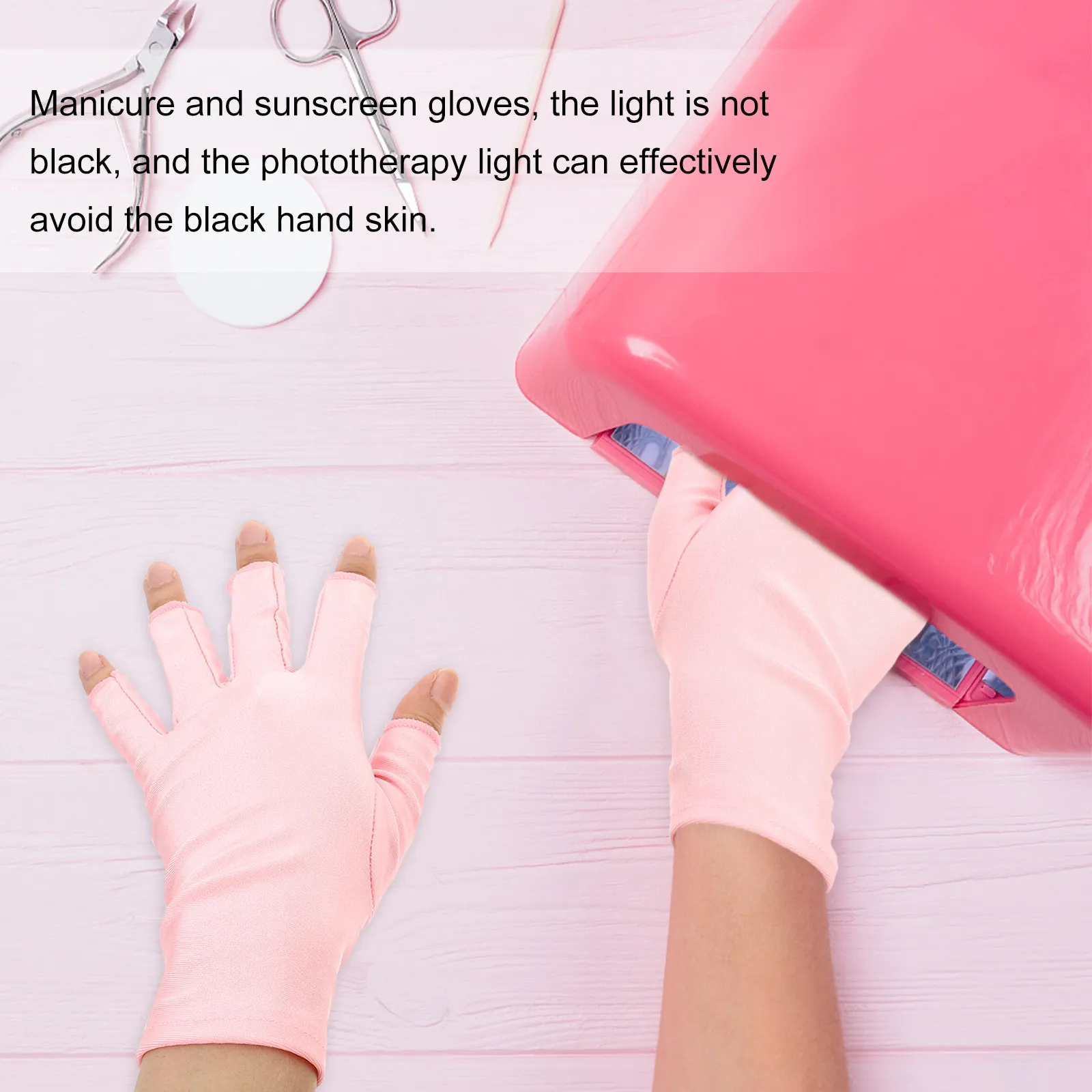 1Pair Uv Shield Gloves Sunscreen Protection Comfortable Elastic Polyester for Nail Art Manicure Outdoor Sports Skin Protective