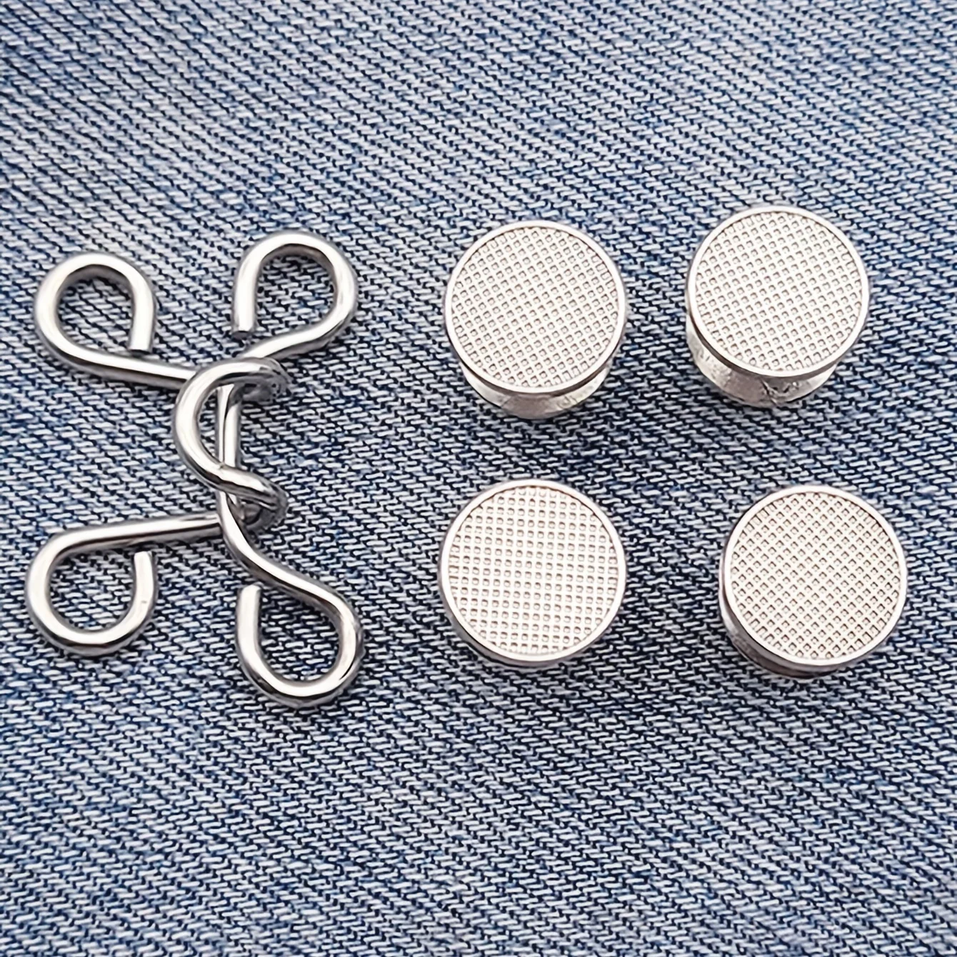 2pcs/1Set Extender Button Adjustable Waist Buckle Set Jean Button Pins Perfect Fit Instant for Tighten Waist Jeans No Sewing But