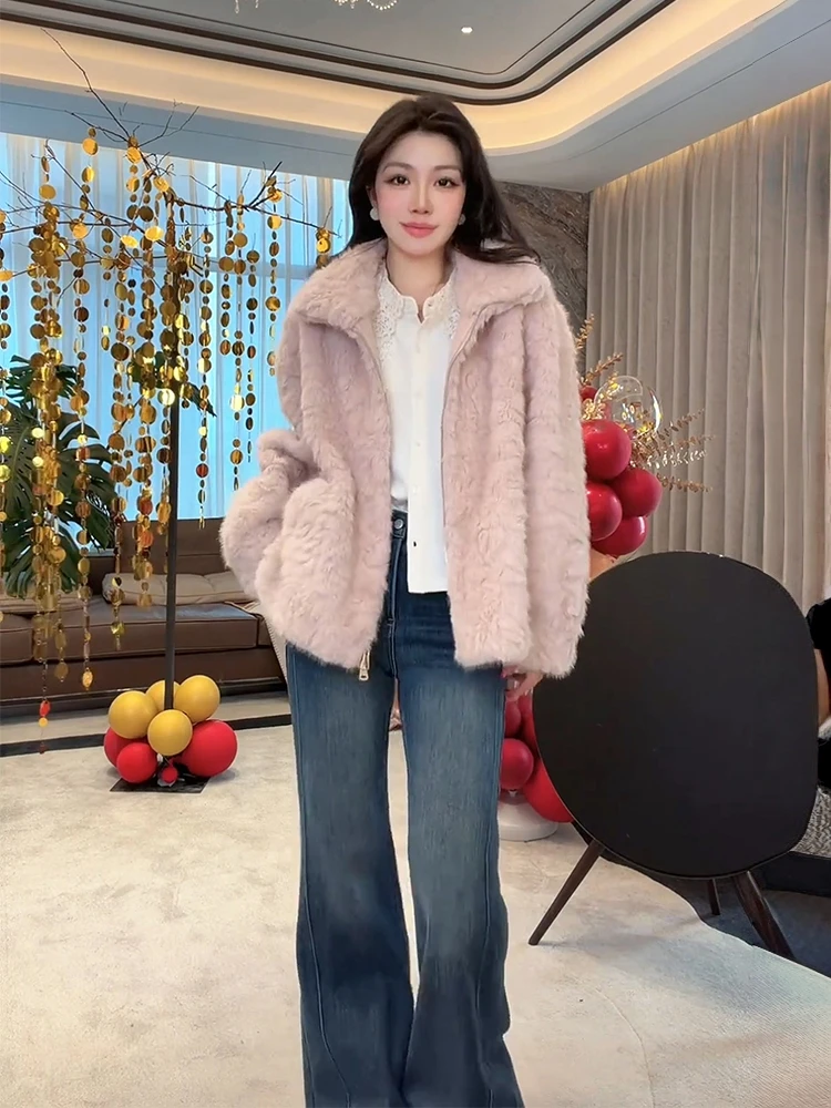 

Женская теплая пушистая куртка Lao Yang's Personal ME Thermal Ci: универсальная, облегающая, в стиле ретро, повседневная, модная верхняя одежда