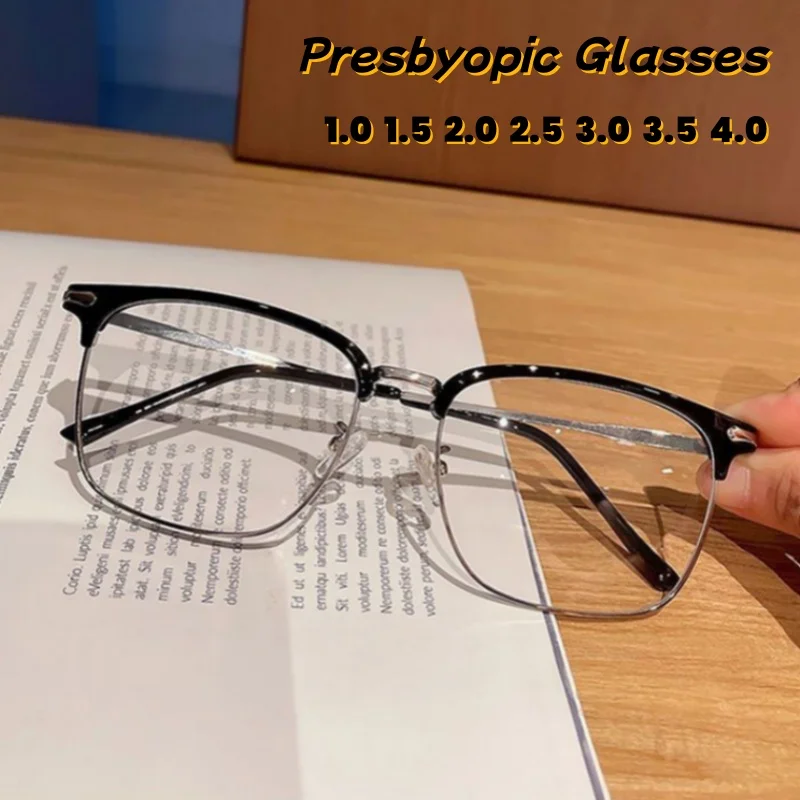 

2025 New Fashionable Personalized HD Presbyopia Glasses Neutral Handsome Business Eye Protection Anti Blue Light Glasses