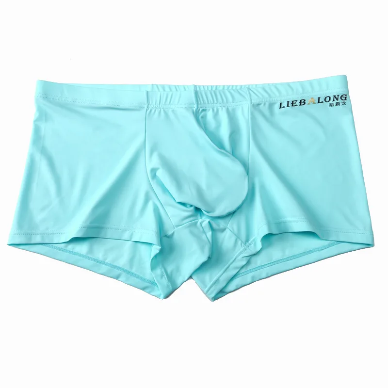 Roupa interior masculina bulge melhorando bolsa sem costura boxer briefs cuecas de seda gelo apoio atlético ropa interior deportiva