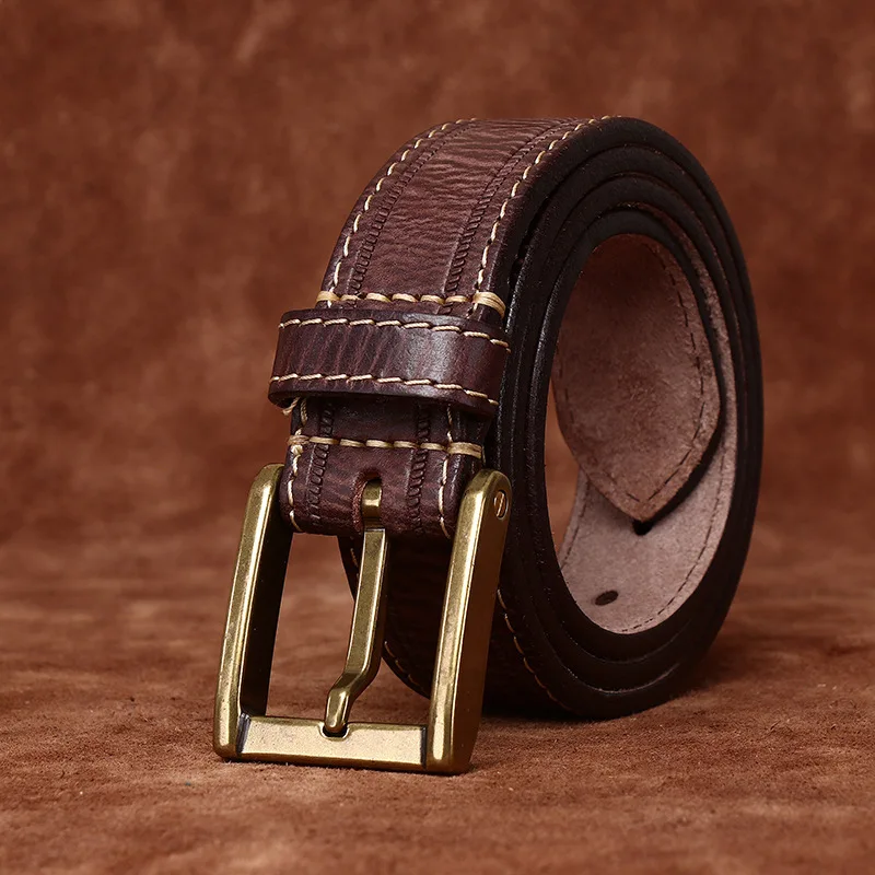 

Мужские джинсы из натуральной кожи 3,8 см, латунные ремни с пряжкой, ковбойский пояс, мужской деловой дизайнерский ремень Cinturones Hombre