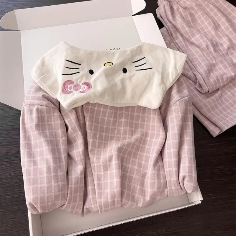 Meisje Loungewear set microvilli hello kitty kawaii Cartoon Student Casual herfst winter revers vest Homewear Pyjama nieuwe Hot