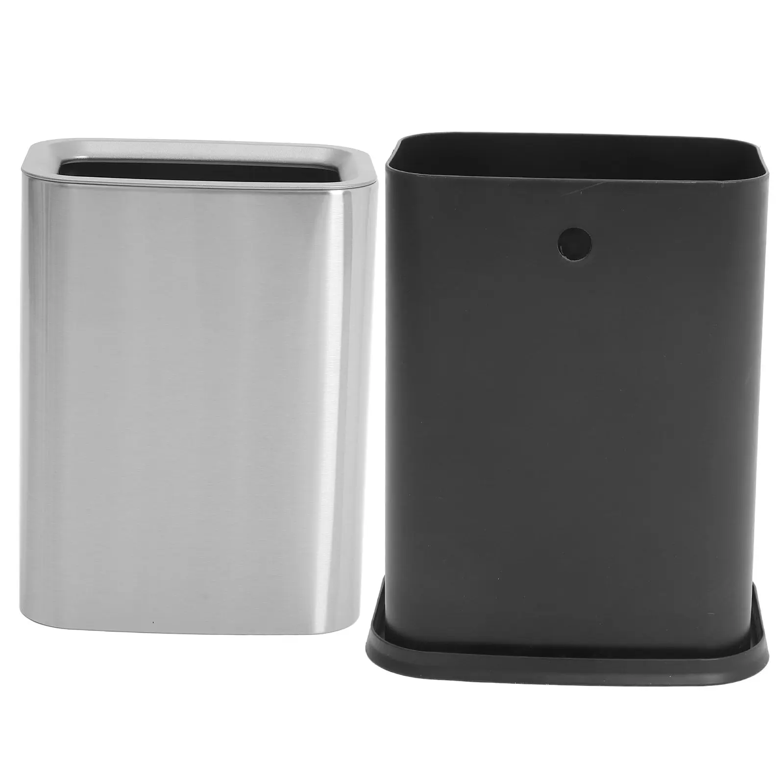 

Stainless Steel 8L Trash Can with Dual Bin System No Lid for Easy Sorting Ideal Kitchen Bathroom Office Waste Basket Compact