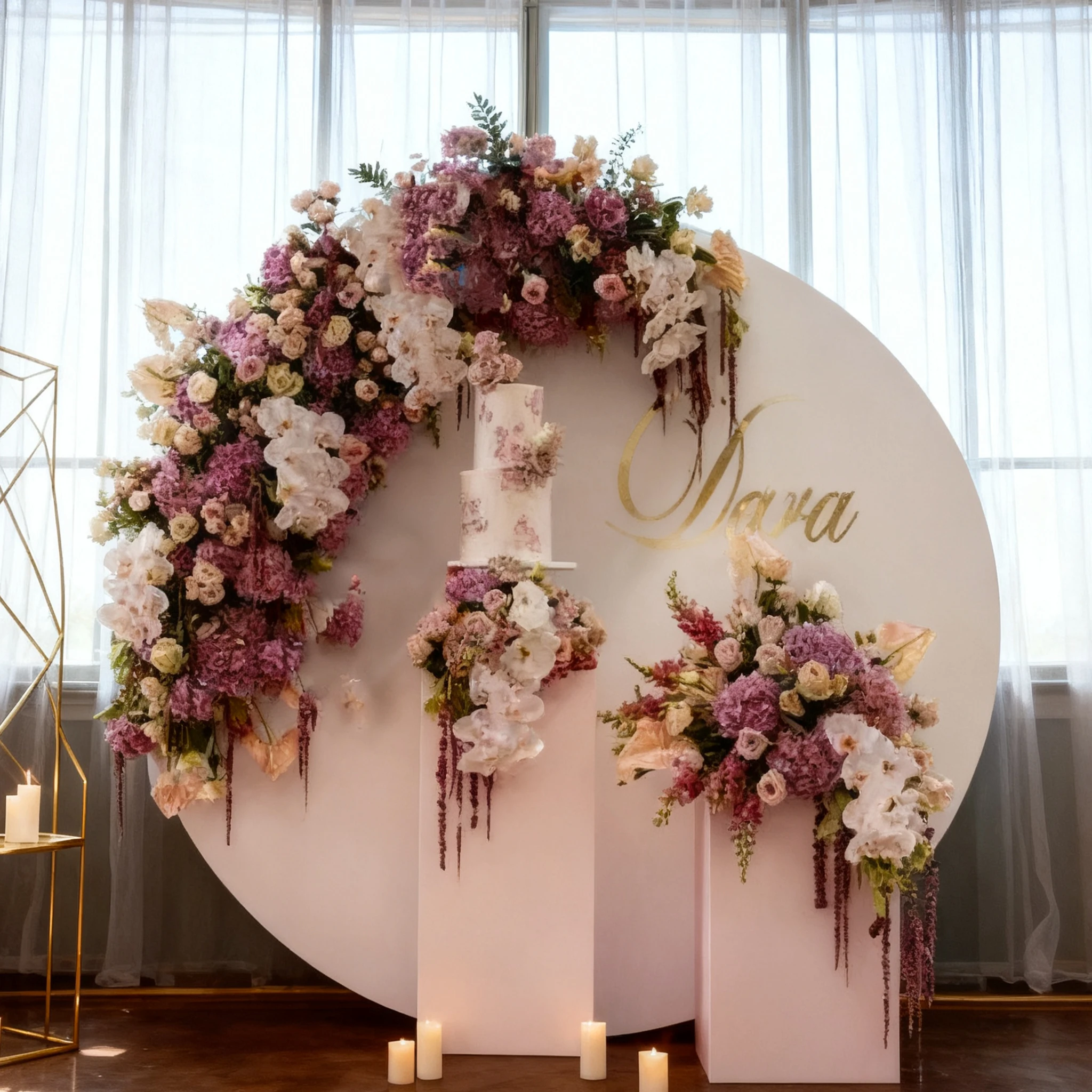

Artificial Flowers Round Pvc Wedding Arch Backdrop Wall Stand White Frame For Wedding Party Stage Background Decoration