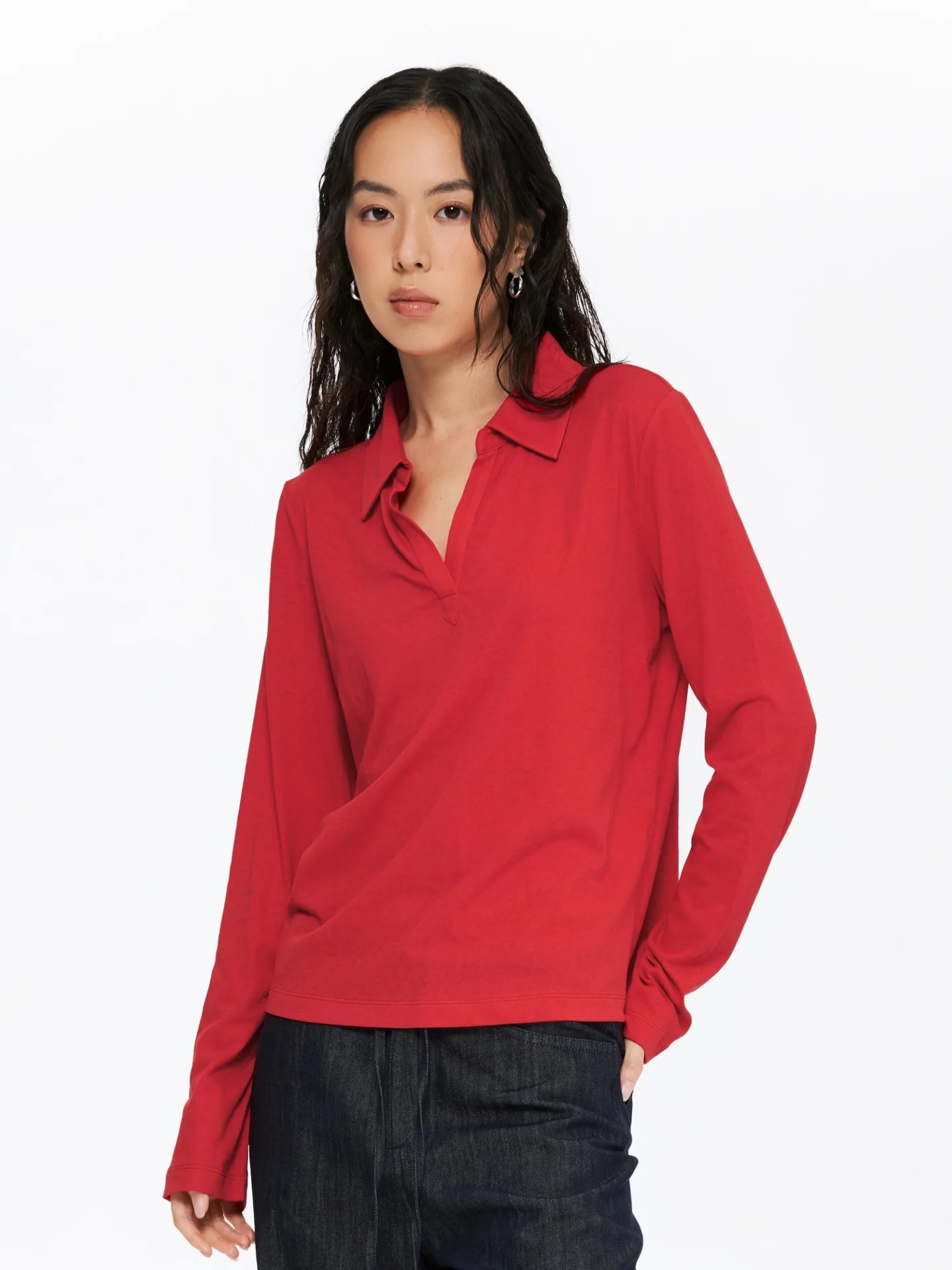 

Женская льняная футболка American Sle с длинным рукавом, приталенного кроя, с V-образным вырезом, дышащая, для повседневной носки, однотонная, в стиле кэжуал