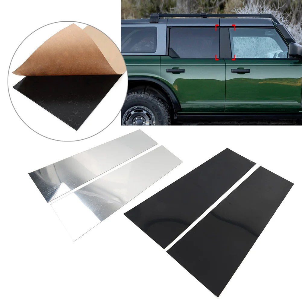 2 PCS Car Pillar Posts Set Door Window Cover Trim Kit For Ford Bronco 4-Door 2021 2022 2023