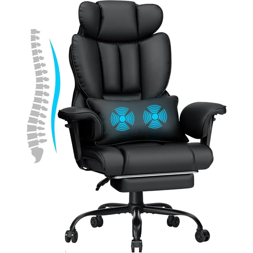 Big and Tall Office Chair with Massage 450lbs Heavy Duty Executive Chair with Lumbar Support Reclining Office Chair