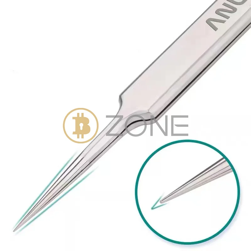 302 Stainless Steel Hardness HRC40-45 Straight Ultra-fine Tip ST-12 Tweezers For Repairing Mining Machine Clamping Chip Tweezers