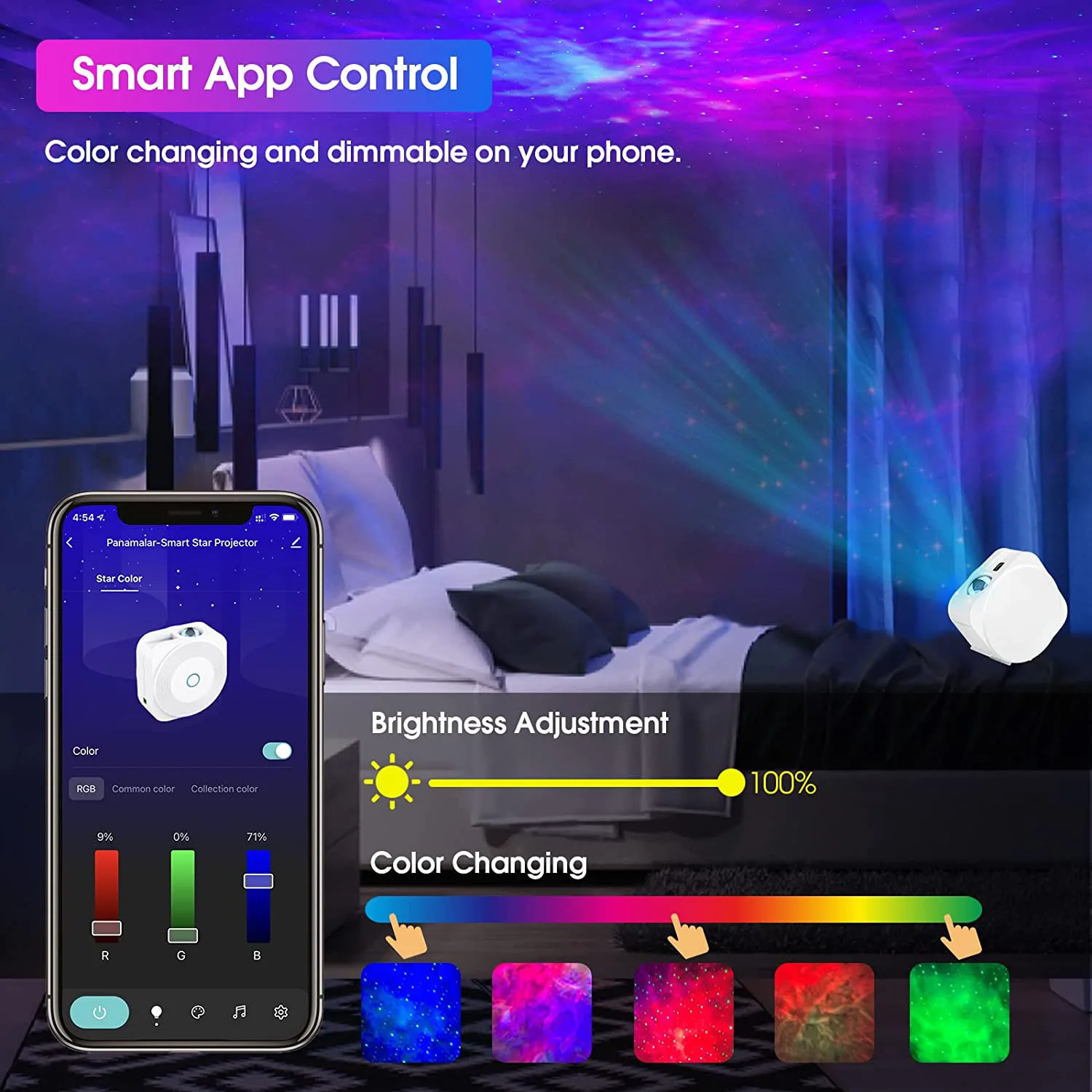 High-definition Starry Sky Projector Intelligent Voice Control System APP Adjustment Projector Home Christmas Halloween Gifts