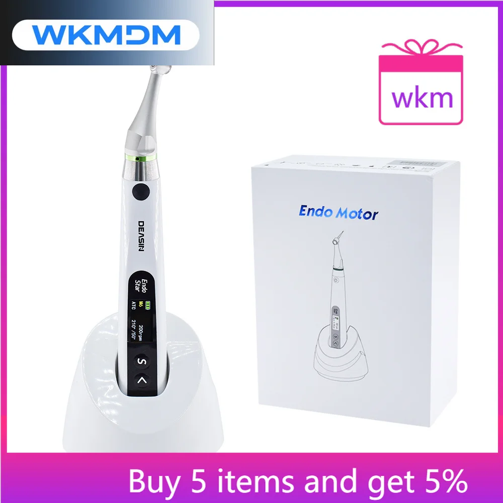 Motor Endo Gigi 2 in 1 dengan Apex Locator Nirkabel untuk Perawatan Endodontik, Motor Endo LED dengan Kepala Mini Contra Angle 6:1