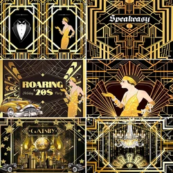 ﻿ Gatsby Theme Wedding Newborn Party Supplies Golden Black 1920s Retro Art Vintage Dance Jazz Portrait Photography Background