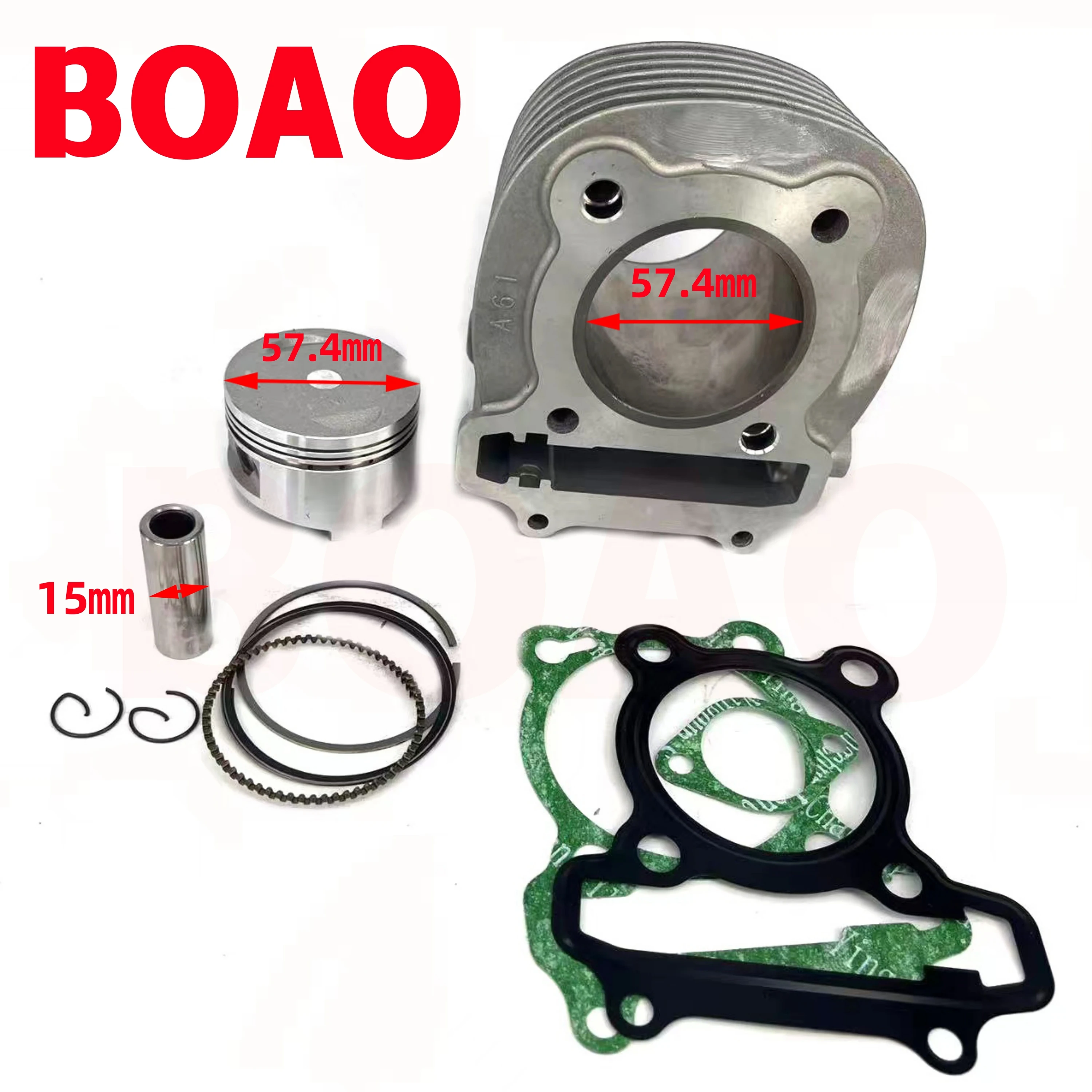 Scooter 57.4mm Big Bore Racing Cylinder Kit for Sym GR125 XS125T Symphony Sr Orbit Jet 4 125 Upgrade from 125cc to 150cc 4T