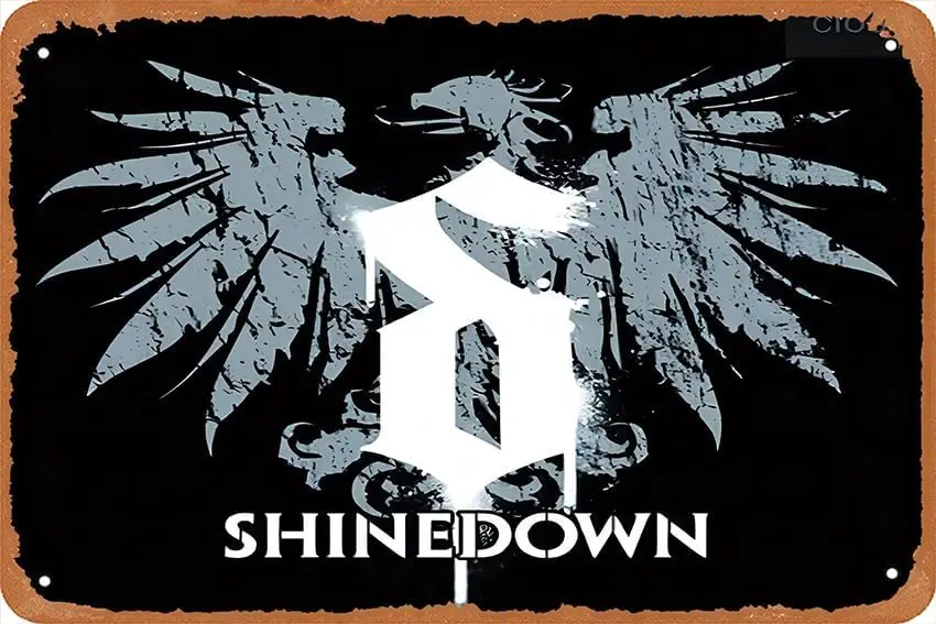 Shinedown-Póster de anuncios de aspecto Vintage, decoración artística de pared, letrero de estaño de Metal para el hogar, cocina, tienda, club, cafeterías, bares, postes, letrero de estaño Vintage de Metal